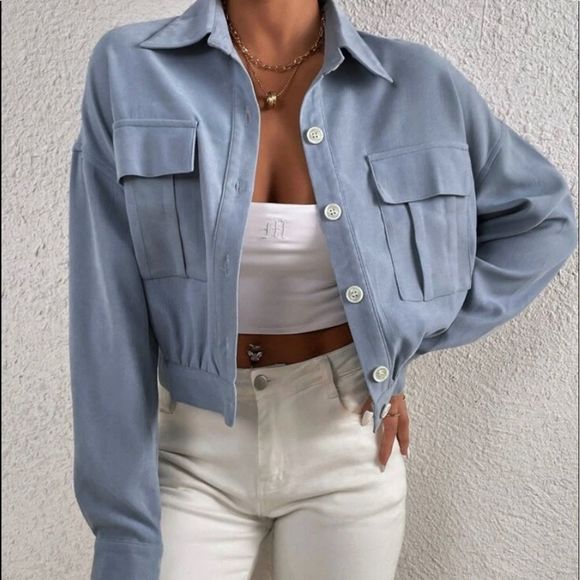 Jackets & Blazers - Drop shoulder Cropped Jacket